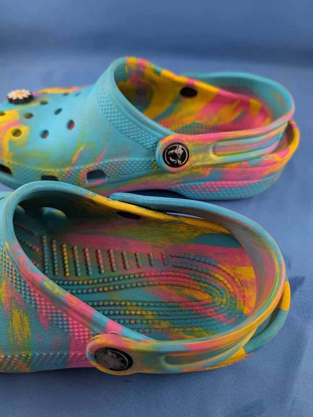 Crocs Kids Classic Clogs J1 Rainbow Tie Dye Multicolor Slip On Shoes